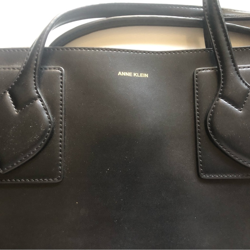 Anne Klein Black Smooth Tote with Double Handles - Picture 4 of 15